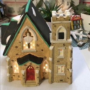 A beautiful catholic church Christmas  with lights